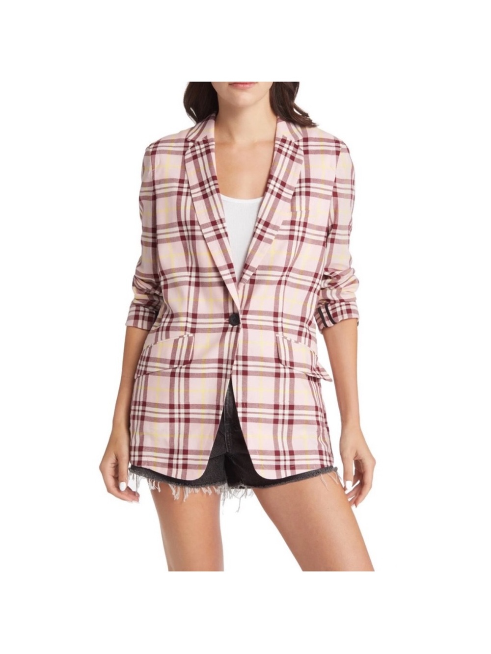 rag & bone Plaid Single-Button Blazer Jacket in Pink size 0